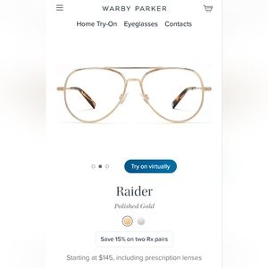 Warby Parker Gold Raider eyeglasses